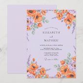 Flieder Orange Mohn Hochzeit Einladung (Vorne/Hinten)