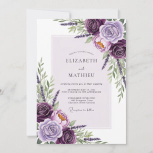 Flieder-Ornamente Florale Hochzeit Einladung
