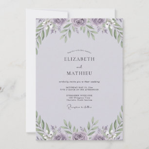 Flieder-Pfingstrosen-Blatt-Hochzeit Einladung