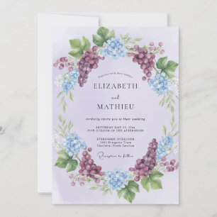 Flieder-Pfirsich-Hortensien-Eukalyptus-Hochzeit Einladung