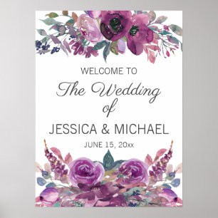 Flieder Pflaume Lila Aquarell Blumen Hochzeit Poster