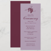 Flieder-Pflaume-Trauben-Monogramm-Hochzeitsprogram Einladung (Vorne/Hinten)