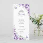 Flieder Purpur Blumen Quinceanera Programm Menü (Stehend Vorderseite)