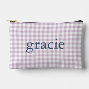 Flieder Purpur Gingham Monogramm Zubehörtasche
