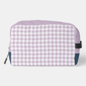 Flieder Purpur Gingham Monogrammiert Waschbeutel (Rückseite)