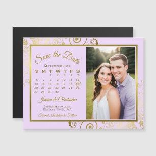 Flieder Purpur Gold Kalender Foto Datum Magnet