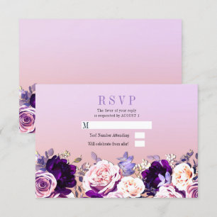 Flieder Purpur & Rosa Hauchrose Florale Hochzeit R Einladung