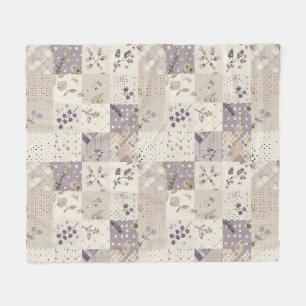 Flieder-Quilt-Patchwork-Gingham-Cottagecore-Blumen Fleecedecke