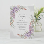 Flieder-Rost-Blatt-Hochzeit Einladung (Stehend Vorderseite)