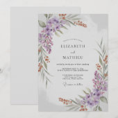 Flieder-Rost-Blatt-Hochzeit Einladung (Vorne/Hinten)