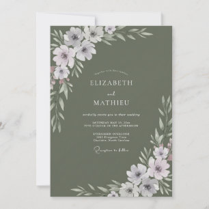 Flieder-Sage-Botanische Hochzeit Einladung
