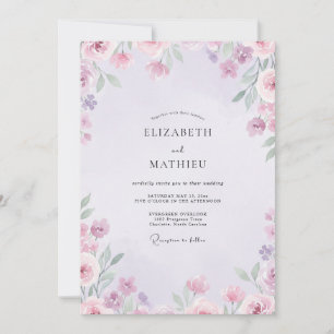 Flieder-Salbei-Wildblumen-Hochzeit Einladung