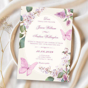 Flieder Schmetterling Hochzeit Einladung