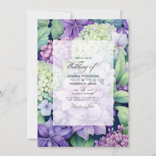 Flieder-, Sellerie- und weiße Blumenhochzeit Einladung