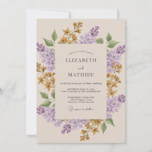Flieder-Senf-Wildblumen-Hochzeit Einladung