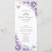 Flieder Silber Blumen Quinceanera Veranstaltungsab Programm (Vorderseite)