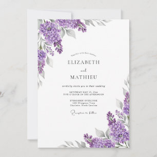Flieder-Sophisticated-Botanische-Hochzeit Einladung