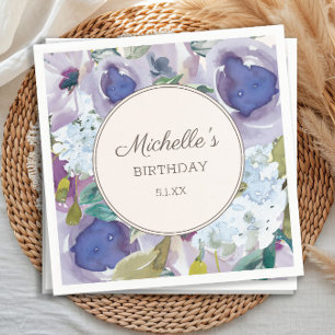 Flieder Staubblau Aquarell Blumen Geburtstag Serviette