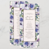 Flieder Staubblau Boho Blumen Hochzeitsprogramm Programm (Vorne/Hinten)