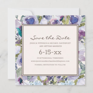 Flieder Staubblau Boho Floral Hochzeit Termin Kart