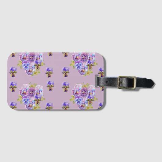 Flieder-Stiefmütterchen-Veilchen-Blumenmuster-Gepä Gepäckanhänger (Vorderseite (Horizontal))