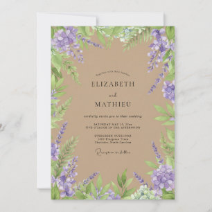 Flieder-Taupe-Wisteria-Hochzeit Einladung