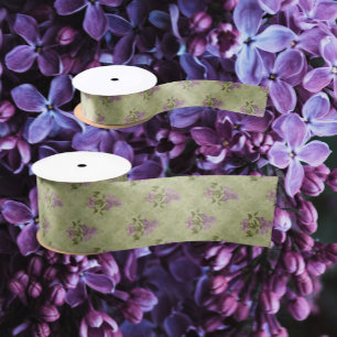 Flieder-Träume im Vintage-Stil Grüner Antik-Damask Satinband