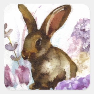 Flieder und Bunny FAA Quadratischer Aufkleber