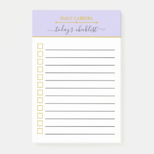 Flieder- und Gold-Checkliste Personalisierte Aufga Post-it Klebezettel