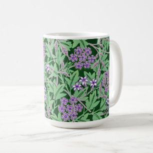 Flieder- und grünes Blumenmuster Kaffeetasse