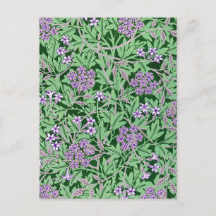 Flieder und grünes Blumenmuster Postkarte