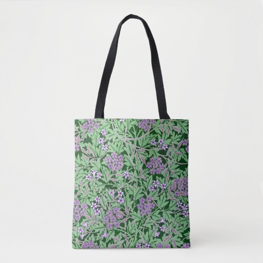 Flieder- und grünes Blumenmuster Tasche (Vorderseite)