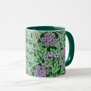 Flieder- und grünes Blumenmuster Tasse