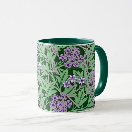 Flieder- und grünes Blumenmuster Tasse (VorderseiteRechts)