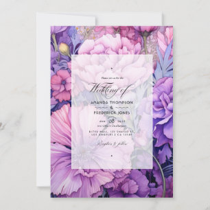 Flieder- und Lavendel-Blumenhochzeit Einladung