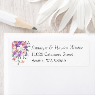 Flieder- und Pfirsichrosenstrauß Hochzeitsadresset