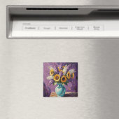 Flieder und Sonnenblumen | Botanisches Design Magnet (In Situ (Geschirrspüler))