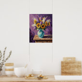 Flieder und Sonnenblumen | Botanisches Design Poster (Küche)