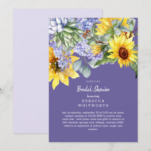 Flieder- und Sonnenblumen-Virtual-Hochzeitseinladu Einladung