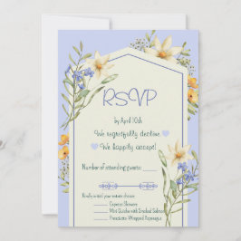 Flieder- und weiße Wildblumen geometrische RSVP-Ka Einladung
