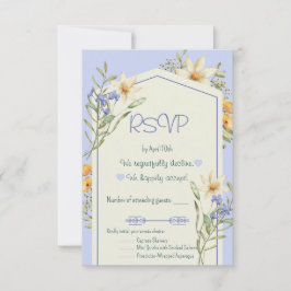 Flieder- und weiße Wildblumen geometrische RSVP-Ka RSVP Karte