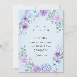 Flieder-Veilchen-Blumenhochzeit Einladung
