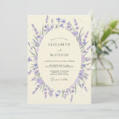Flieder-Veilchen-Kranz-Hochzeit Einladung (Stehend Vorderseite)