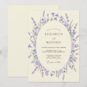 Flieder-Veilchen-Kranz-Hochzeit Einladung (Vorne/Hinten)