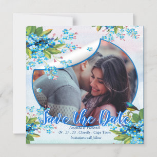 Flieder Vergissmeinnicht-Blume Save the Dates Ankü Magneteinladung