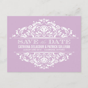 FLIEDER VINTAGE BLUMENRHMEN SAVE THE DATE POSTKART ANKÜNDIGUNGSPOSTKARTE