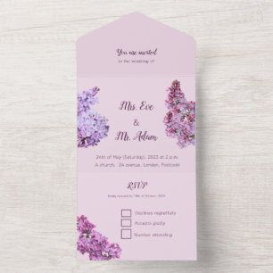 Flieder violett pink pastell floral all in one einladung