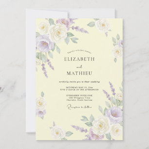 Flieder-Warme-Creme-Laub-Eukalyptus-Hochzeit Einladung