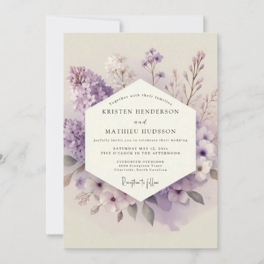 Flieder Whisper Bloom Hochzeit Einladung (Vorderseite)