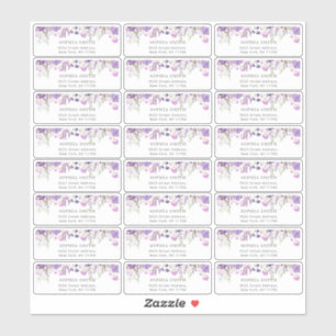 Flieder-Wildblumen-Gäste-Adressaufkleber Aufkleber